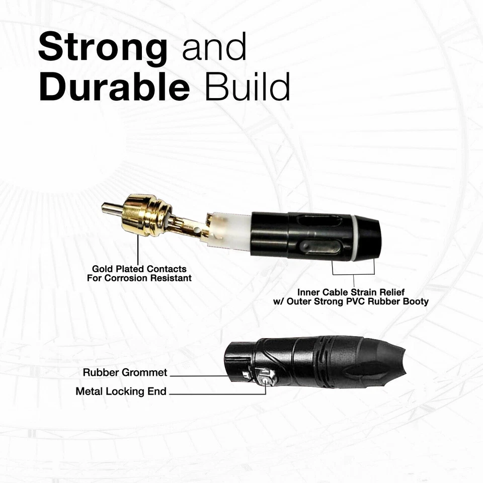 3-Pin XLR Female to RCA Male Unbalanced Mono Cable - Custom Length, Color Cord - Image 4 of 4