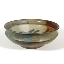 WILLIAM CREITZ CALIFORNIA STUDIO ART POTTERY BOWL BLUE IRIS DECORATION LARGE 11"
