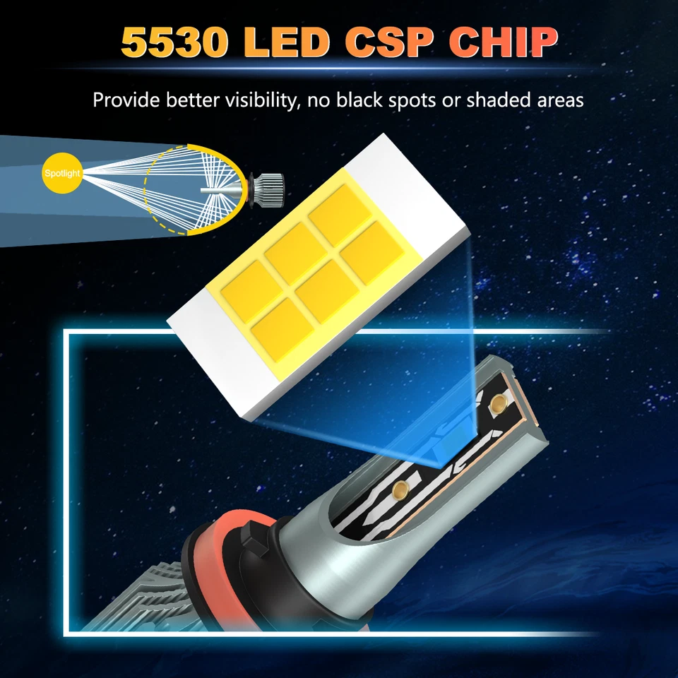 For 2016-2023 Toyota Tacoma 6x LED Headlight High Low Beam Fog Light Bulb Kit Q8 - Image 3 of 4