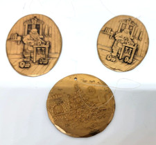 3 VTG BRONZE Christmas Ornament WENDELL AUGUST 1998 1999 1 Tree, 2 Alike Santa