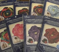 Clover Flower Chenille Brooch Kit - Makes 3 1/2" Brooch- You Choose Color