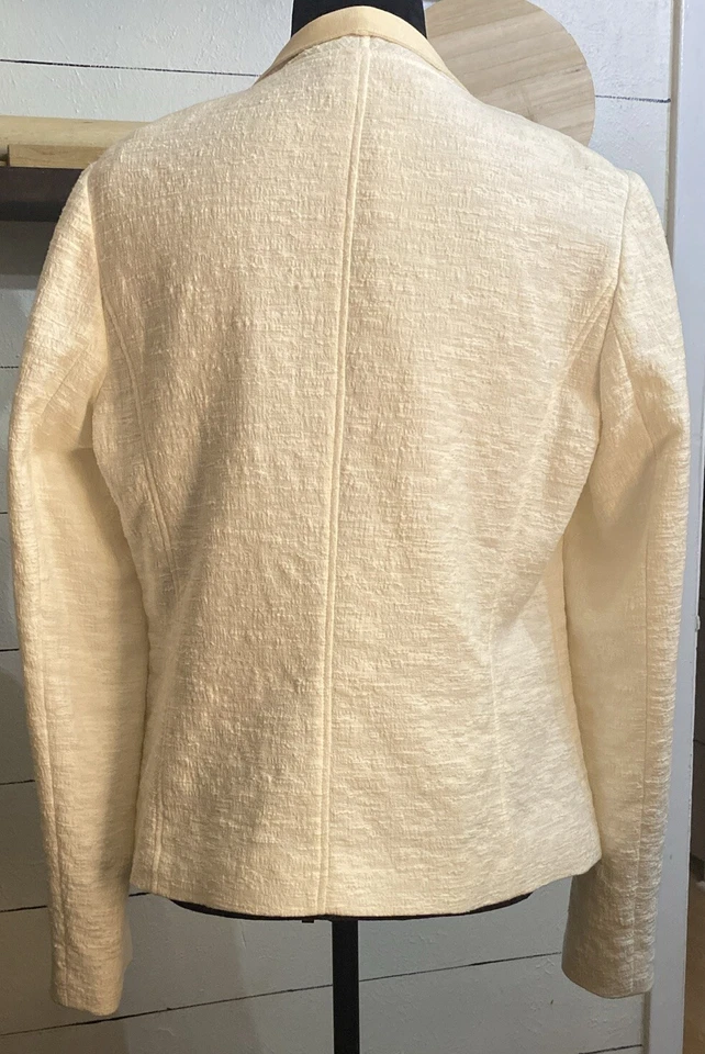 Blazer de diseñador Vince, algodón elástico, cremallera frontal adelgazante asimétrico totalmente forrado, Foto 3 de 4