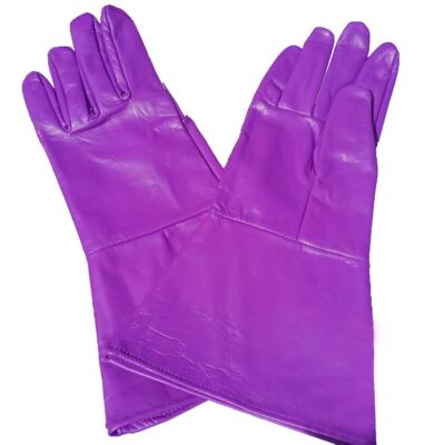 Purple Leather Gauntlet Gloves for Renaissance Faires, Cosplay, and Theater