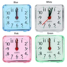 Small Travel Alarm Clock Analog Battery Operated Silent No Ticking Snooze Light