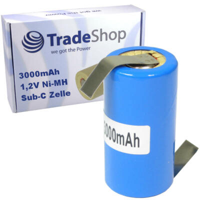 Akku Zelle Sub-C 3000mAh 1,2V Ni-MH Batterie für Werkzeugakkus/Modellbau