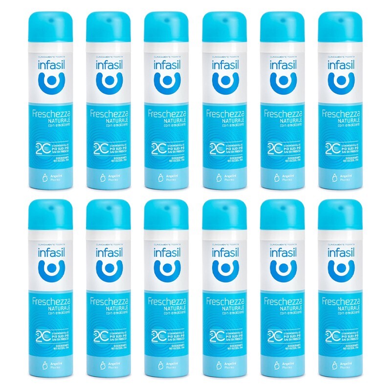 6pz INFASIL FRESCHEZZA deodorante corpo spray Naturale con emolliente 150ml - Immagine 3