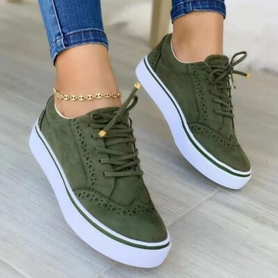 Zapatos Casuales Para Mujer Zapatillas Con Cordones Cómodos Vulcanizados  Deporte