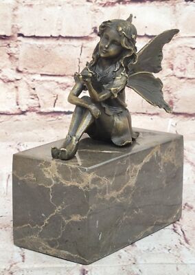 Good Fairy Angel Fantasie Buchstütze Klassisch Elegant Bronze Statue Skulptur