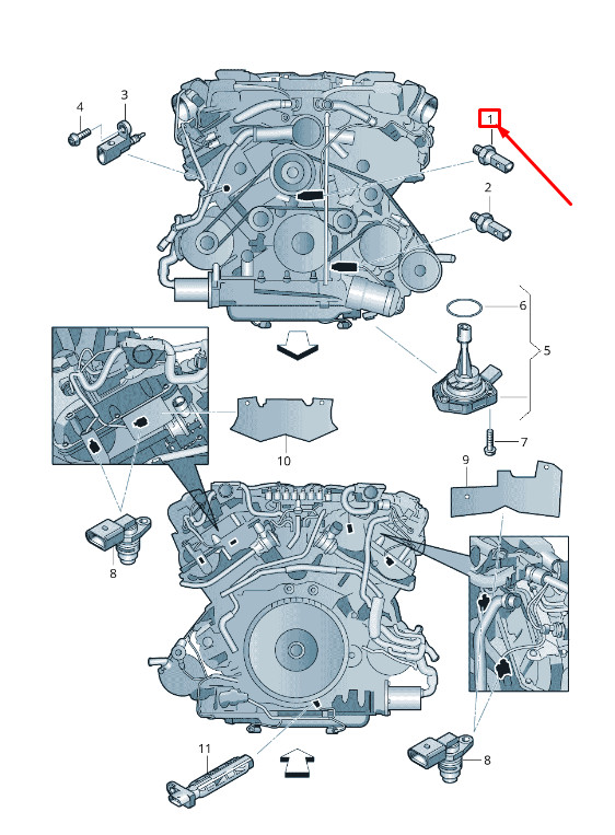 Pressostat d'huile moteur Audi A8 4H 07P919081