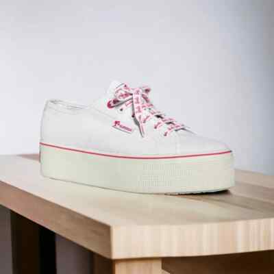 SUPERGA BARBIE X CLASSIC PLATFORM SHOES NEW WOMEN'S MANY SIZES WHITE/PINK 2790