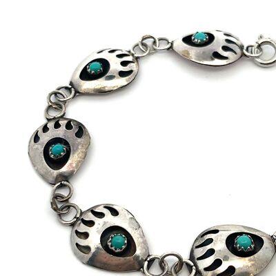 アクセサリー Silver Ball Claw Bracelet 925 Sterling Silver Navajo Turquoise Bear Claw Bracelet 8” 8.5g | eBay