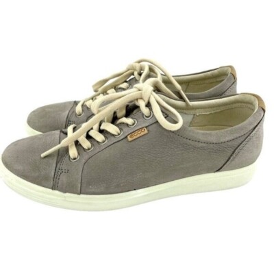 ECCO Soft 7 Grey Soft Suede Leather Lace Up Sneakers SZ 38 SH98