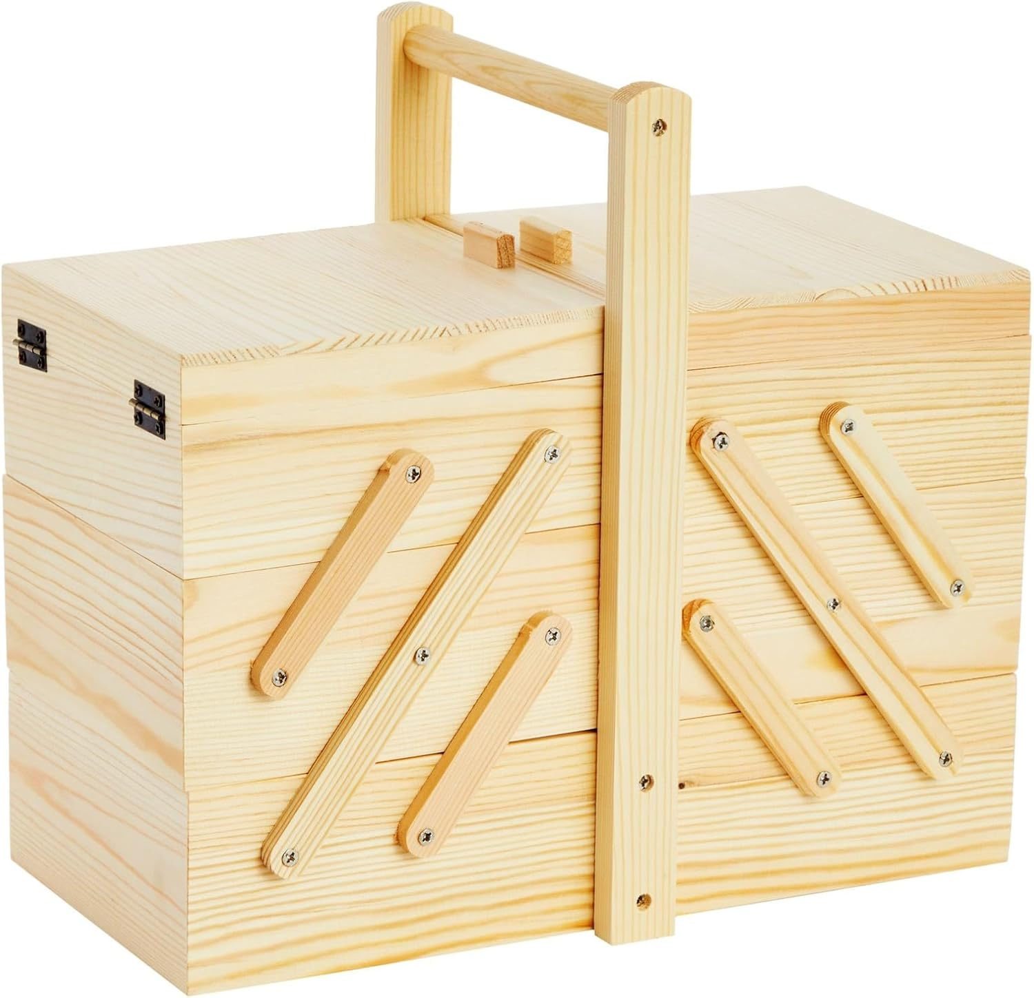 Wooden Sewing Box Organizer for Sewing Supplies with 3 Tier Drawers for Craft To