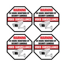 4 Home Security Video DVR Surveillance System Window Warning Vinyl Sticker Decal