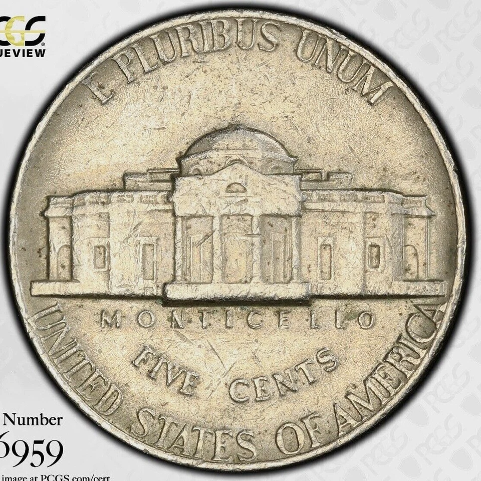 PCGS XF-45! 1975-D HIGH D MISPLACED MINTMARK JEFFERSON NICKEL - Image 2 of 3