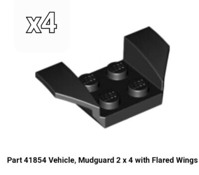 NEW LEGO PART x4 BLACK 41854 Vehicle, Mudguard 2 x 4 with Flared Wings ...