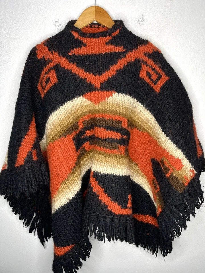 Ralph Lauren 1 XS/S Tejido Envolvente Suéter RRL Polo Flecos Poncho Suroeste Azteca Foto 3 de 4