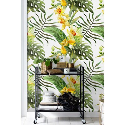 Removable wallpaper Canna flowers Tropical floral Murals Exotic leaf