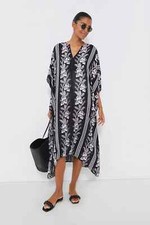 NWT TUCKERNUCK Tnuck Beach Noir Bloom Oversized Caftan XXL Black White Coverup