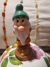 Vintage Disney Snow White 7 Dwarfs Bashful 6" Rubber Bath Toy Squeaking NEW 