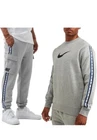 Nike Repeat Mens 3.0 NSW Full Tracksuit Sweat Joggers Casual Bottoms Grey S-XL