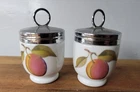 Two Vintage Royal Worcester Porcelain Egg Coddlers Peaches & Berries