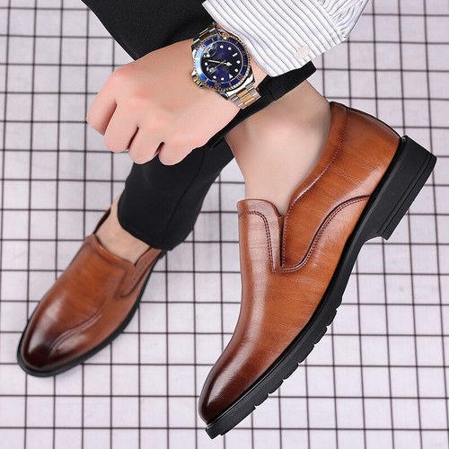 Men's Faux Leather Pointed Toe Loafers 