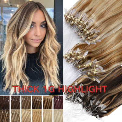 Remy Echthaar Microring Loop Extensions Human Hair Haarverlängerung Strähnen 1g