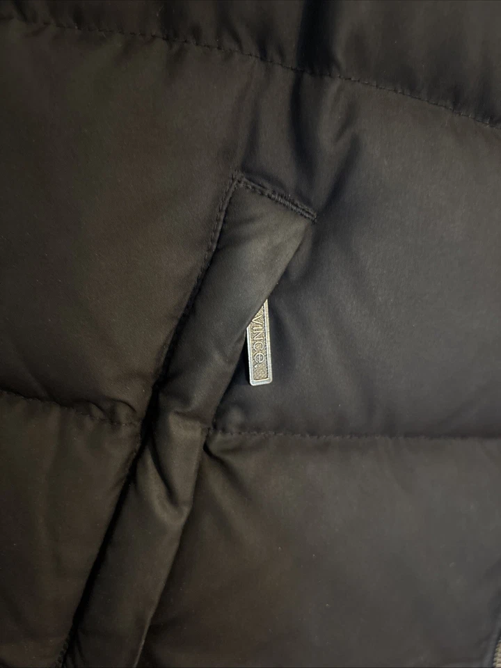 VINCE Chaleco Abombado Cremallera Completa Para Mujer Negro Lana Alpaca Lujo Preppy Foto 3 de 4