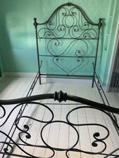 Vintage French Cast Iron Bed frame 4ft x 6ft￼ Original Pewter  Colour ￼￼