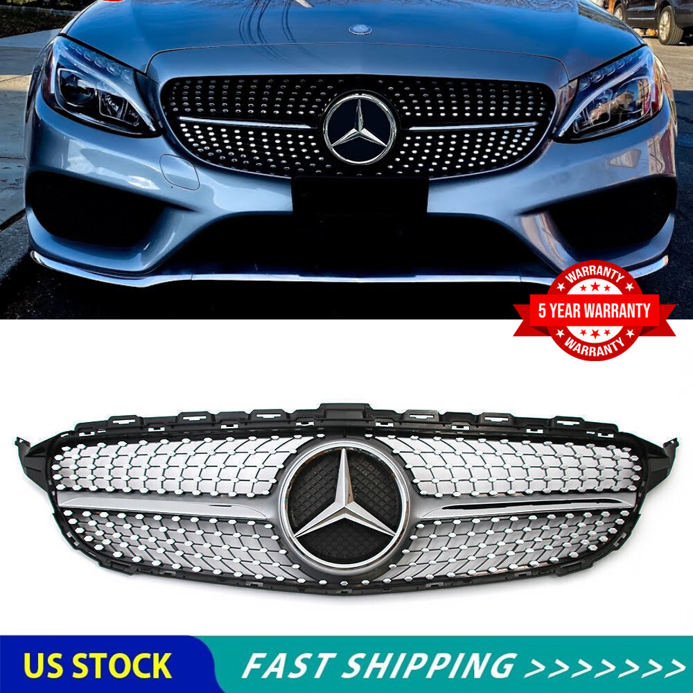 Front Grille Grill W/LED Star For Mercedes W205 C-Class C250 C300 C43 2015-2018