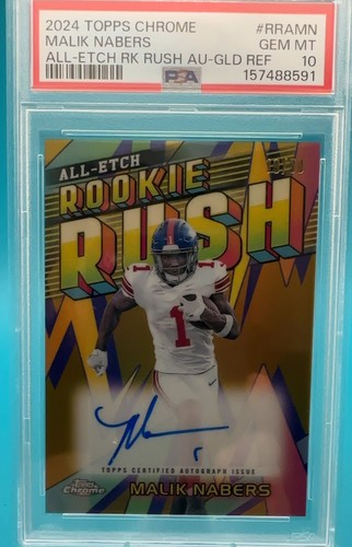 2024 Inserts Malik Nabers #RRA-MN Gold Geometric Refractor PSA 10