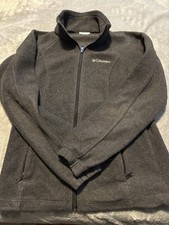 Columbia Full Zip Gray Mock Neck Fleece Sweatshirt Womens Size Medium S