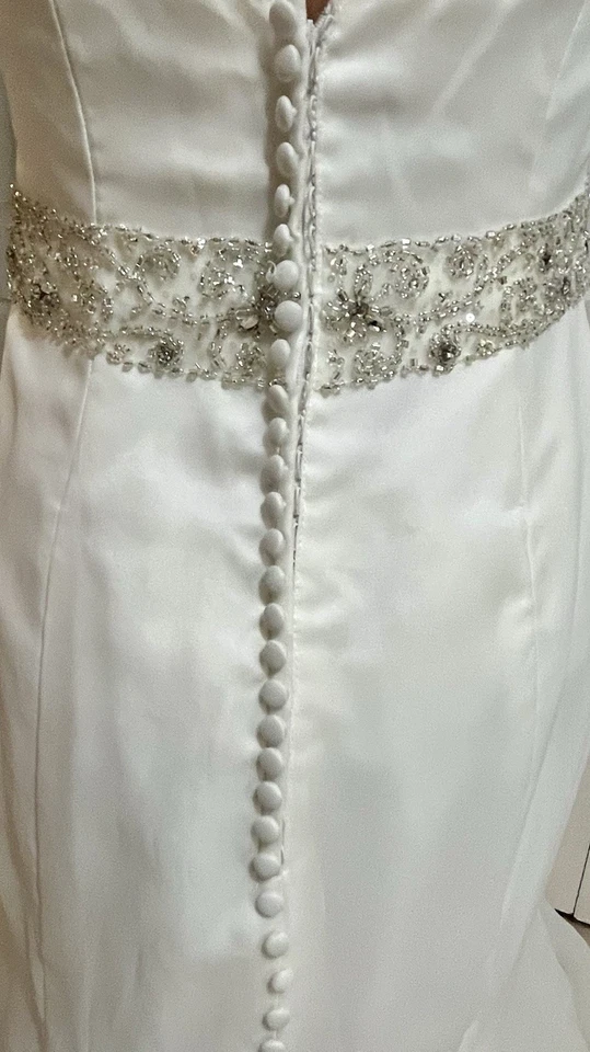 Vestido de novia Impression talla 12 con cuentas sin tirantes blanco tren princesa Foto 3 de 4