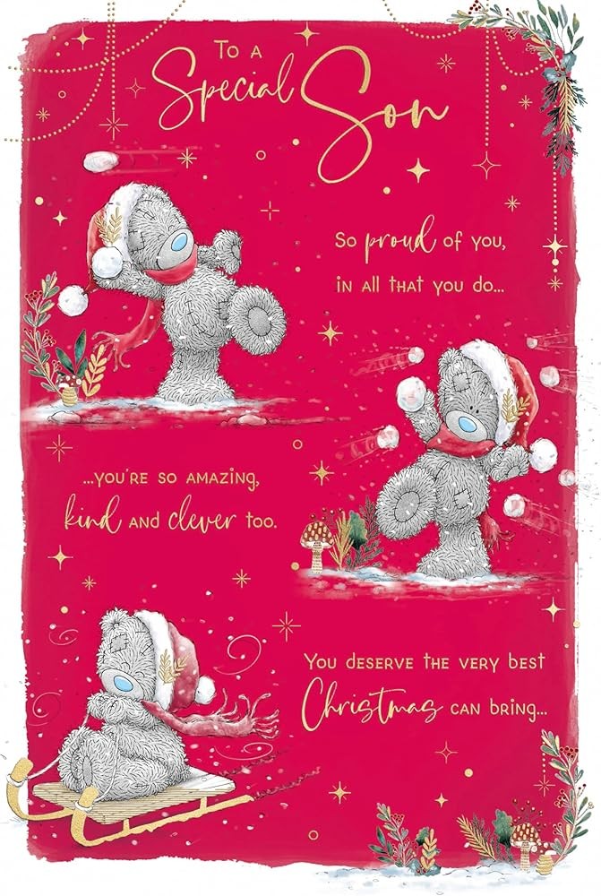 Me To You Bears And Snowballs Storyboard Special Son Christmas Card - Red - Image 2