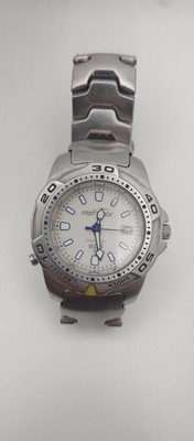 Timex Reef Gear Indiglo Quartz 200M Date White Blue Dial SS 40mm Dive Watch