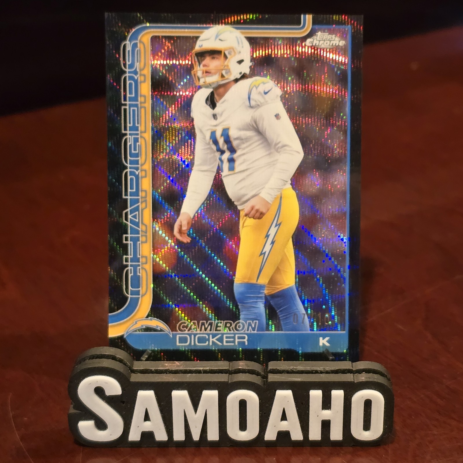 2025 Topps Chrome Cameron Dicker Black Wave 07/10 Chargers