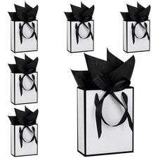6 Pcs Thank You Gift Bags with Handles and Tissue Paper 9 x 7 x 3. 15 Elegant...