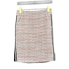 Maeve Anthropologie 00 Pink Tweed Side Knit Tuxedo Stripe High Rise Pencil Skirt
