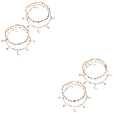  4 Sätze / 4 stücke Multi-Layer Anklets Moon Star Design Strand Schöne Vintage