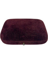 Vintage Burgundy Velvet Cufflink Box Case - Antique Jewellery Display Case