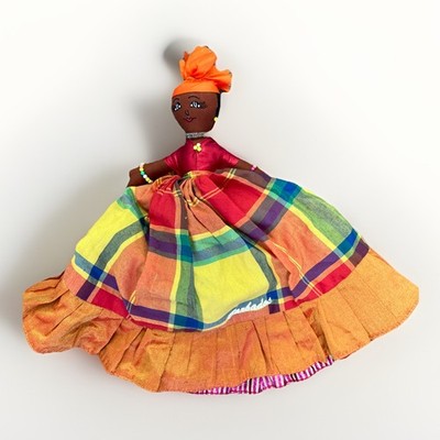 Vtg Barbados Handmade Reversible Souvenir Folk Art Dancer Doll 2 in 1