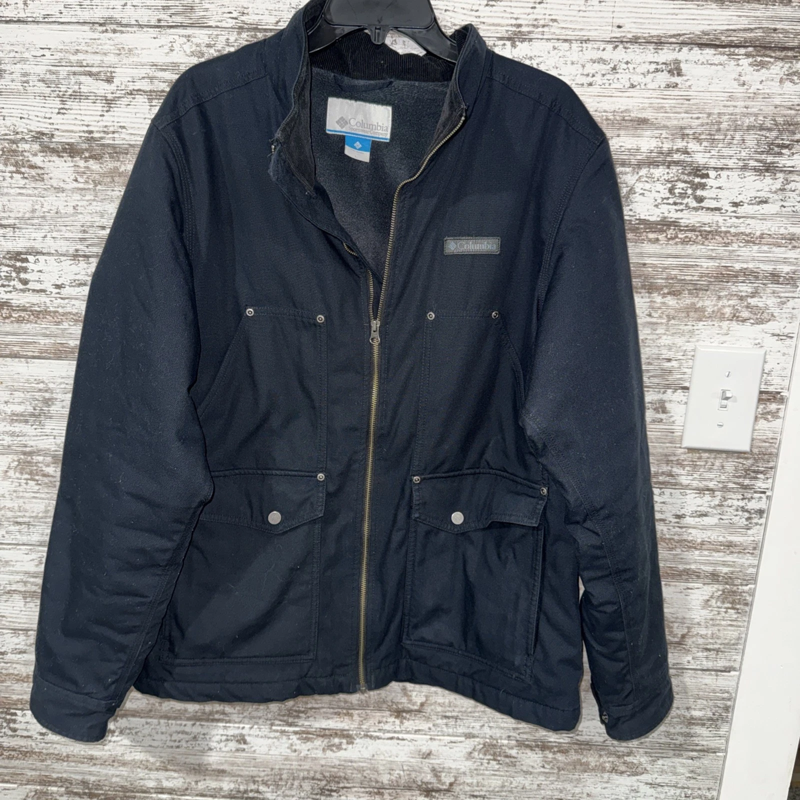 Columbia Men's Soft Shell Jacket Coat Winter Camp Trail Work Size Large Blue