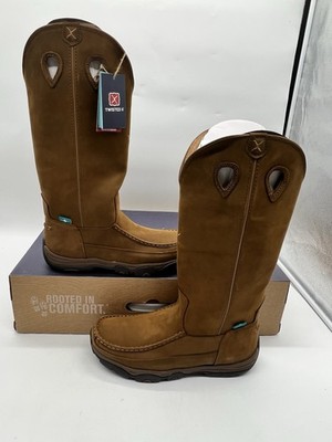 Twisted X Hiker 17'' Men 13W Distressed Saddle Saddle Leather Snake Moc Toe Boots