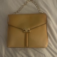 Lovely Italian Leather Handbag Genuine Leather MADE IN ITALY Mustard Yellow NEW