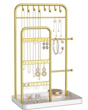 Jewelry Organizer Stand - Necklace, Bracelet, Earring & Ring Display, White & Go