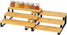 RoyalHouse Bamboo and Metal Expandable Spice Rack Organizer, Cabinet Shelf Organ