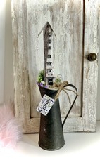 Oster/Frühlings Gesteck in Metall Vase Holz Haus  Deko Vintage