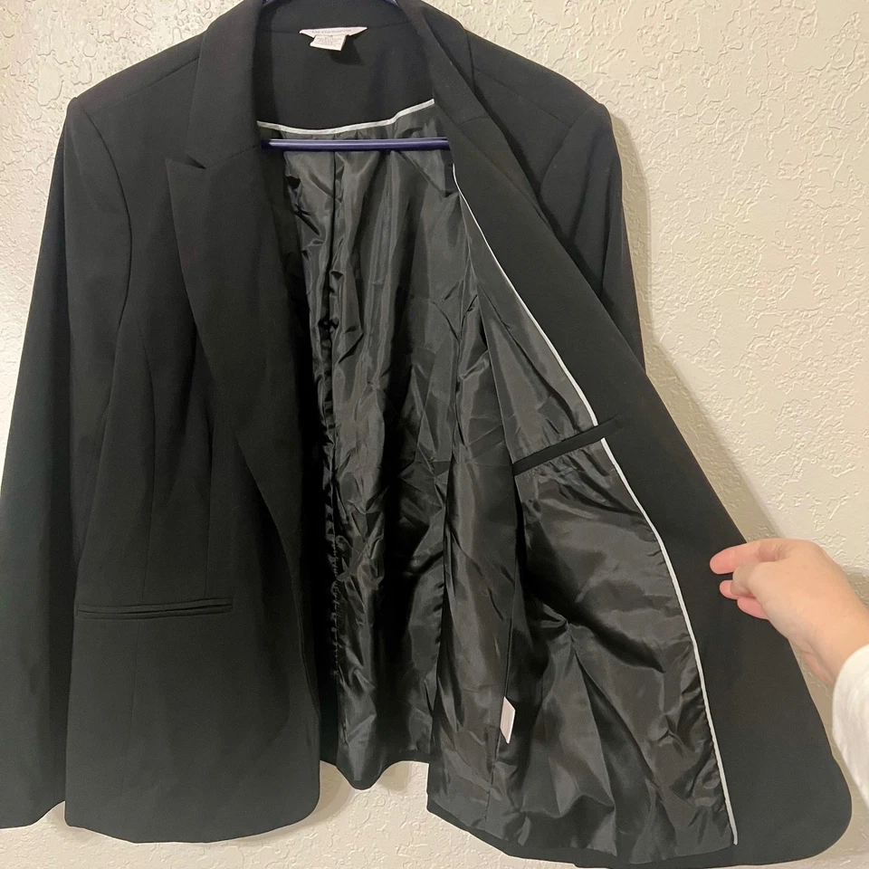 Blazer Liz Claiborne Negro Un Botón Mujer 16 Negocios Informal Elegante Carrera Foto 2 de 4