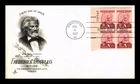 US COVER FREDERICK DOUGLASS 25C PROMINENT AMERICANS FDC PLATE BLOCK ARTCRAFT